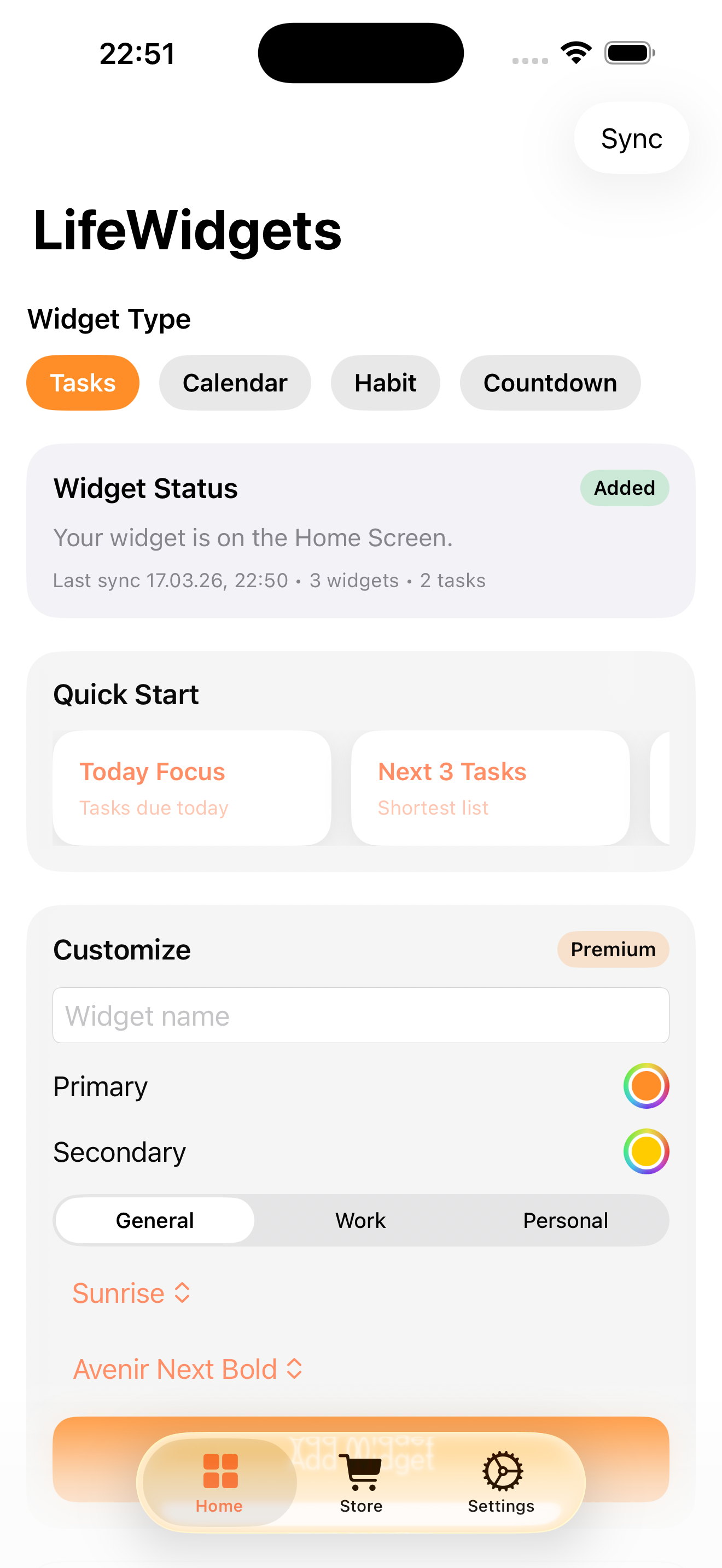 iPhone/iPad Widget Screenshot 1